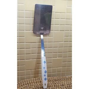 Vintage Tekoware Household Slotted Spatula 1.5" Cornflower , blue flowers VTG